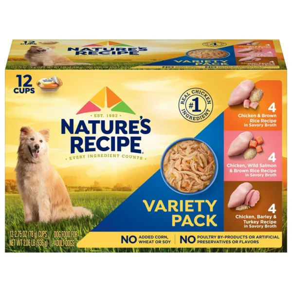 Nature’s Recipe Chicken, Salmon and Turkey Recipes Variety Pack Wet Dog Food, 2.75 oz. Cup, 12 Count - Image 3